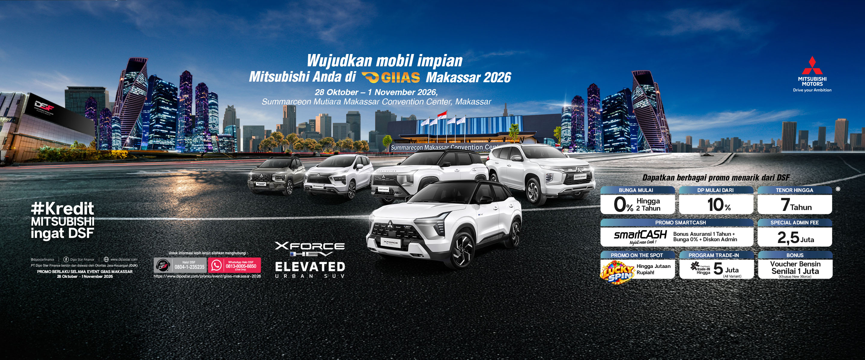 Promo pembiayaan kredit Mitsubishi Motors di booth Dipo Star Finance GIIAS Makassar 2026